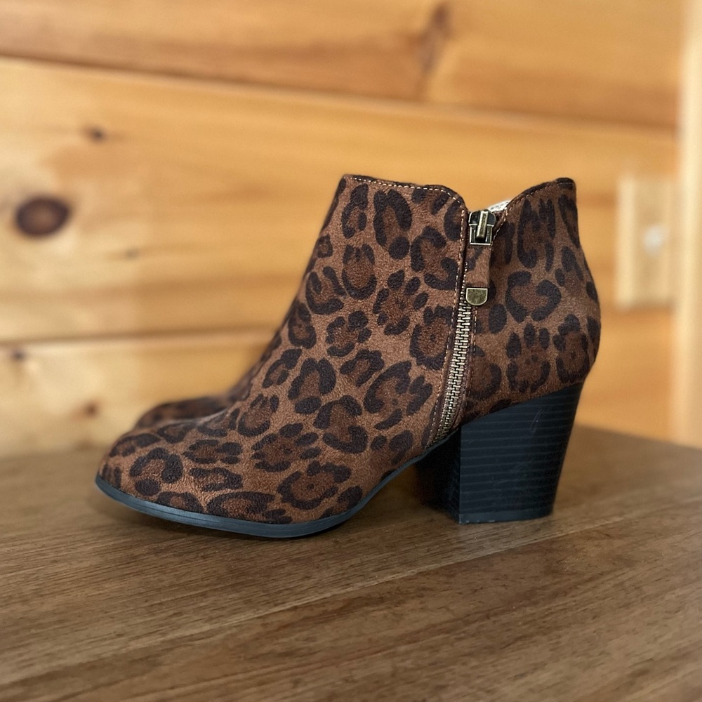 Leopard Print Block Heel Bootie